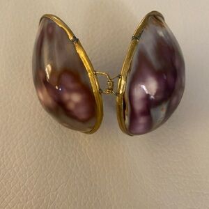 Purple cowrie Seashell Coin Purse Pill Case Trinket Holder